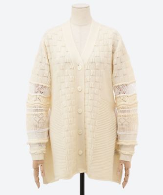 ❣️人気新作 新品♡ Alice+Olivia 青白ニットカーディガン♡　465 Akira Embellished Bow Cardigan In Black Combo | Alice + Olivia