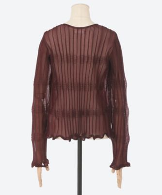 トップス AMOMENTO SHEER CARDIGAN SHEER HALF ZIP－UP TOP
