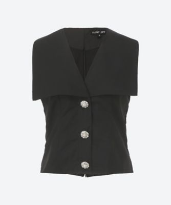 ＜sister jane (Women)＞Ｂｉｒｄｉｅ　Ｃｏｌｌａｒｅｄ　Ｖｅｓｔ　３２ＳＪ０１ＴＯ６００ＢＬＫ