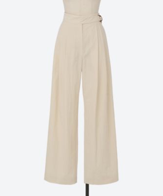 未使用❗️pelleq tucked trousers 20ss レモン　リネン LEATHER D－RING GURKHAPAN