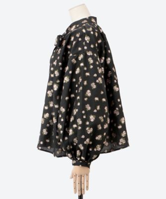 Tea Rose Jacquard Bow Blouse