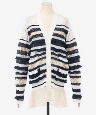 archivio ⭐️メッシュ　ホワイト/ネイビー カーディガン　最終値下げ❗️ crazy knit basque cardigan OH26SS