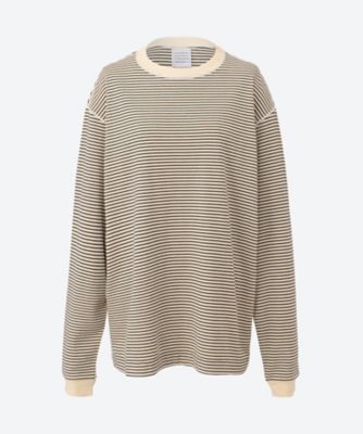 GOOD PEOPLE GOOD STITCHING GOOD PRODUCT/グッドピープルグッドステッチンググッドプロダクト Crew Neck Long Sleeve Loopback Stripe Jersey 01-01-1700 ecruxblk 【三越伊勢丹/公式】