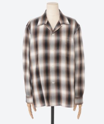 シャツ/ブラウス(長袖/七分) pheeny  Rayon ombre check shirt brown Rayon Ombre Check L/S Shirt-レーヨンオンブレーチェックL/Sシャツ