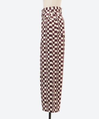 Checkered High Waist Wide Pants