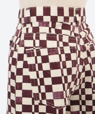 Checkered High Waist Wide Pants