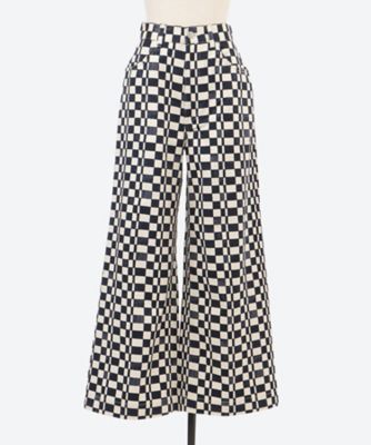 Checkered High Waist Wide Pants