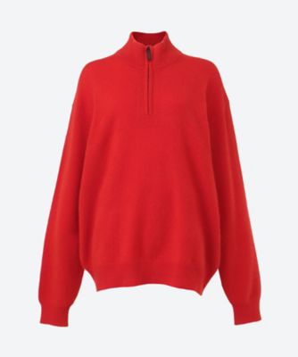 PURE CASHMERE KNIT HALF ZIP LS ST