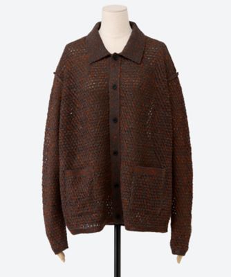 yoke ニットカーディガン Mesh Knit Shirt Cardigan