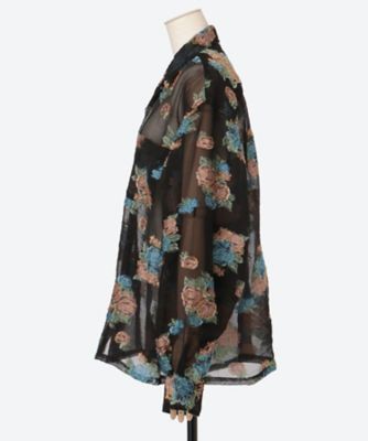 FLOWER JACQUARD OPEN COLLAR SHIRT