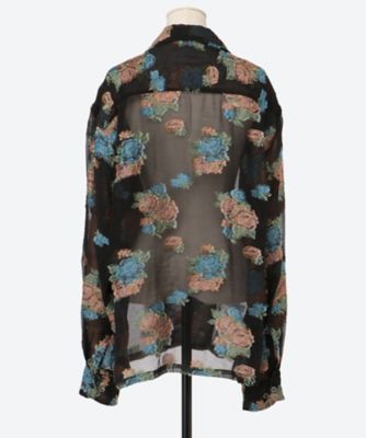 FLOWER JACQUARD OPEN COLLAR SHIRT