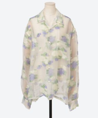 FLOWER JACQUARD OPEN COLLAR SHIRT