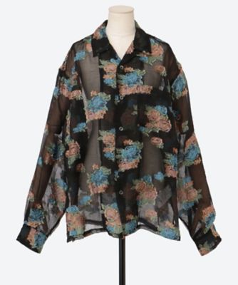 ＜JANE SMITH (Women)＞ＦＬＯＷＥＲ　ＪＡＣＱＵＡＲＤ　ＯＰＥＮ　ＣＯＬＬＡＲ　ＳＨＩＲＴ　２６ＳＢＬ―＃５２１Ｓ