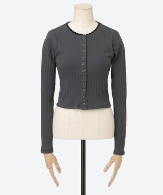 COTTON EYELET RIB CARDIGAN 26SCT