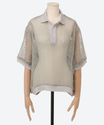 JOHN MASON SMITH ジョン メイソン スミス 26SS SQUARE MESH SKIPPER POLO スキッパーメッシュニットポロ 26SCT-226L グレー グリーン 38 JOHN MASON SMITH ジョン メイソン スミス 26SS SQUARE MESH SKIPPER