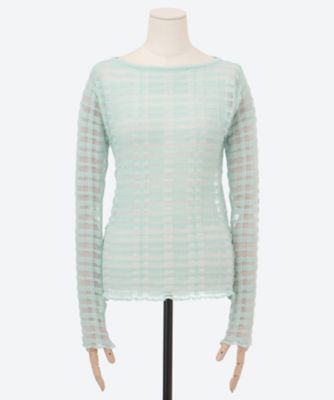 ＜TAN (Women)＞ＦＬＯＷＩＮＧ　ＣＨＥＣＫＥＤ　ＫＮＩＴ　ＰＵ　ＴＡＮ２６ＳＳ―１３