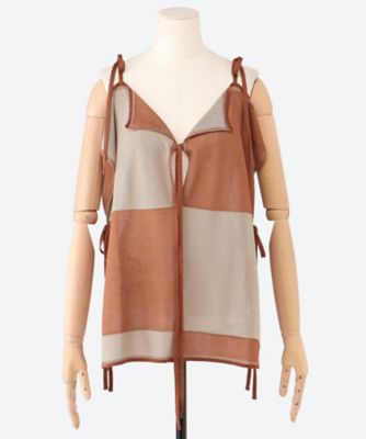 タン tan キャミソールベスト BLOCK CHECK KNITTED TOP TAN26SS―5