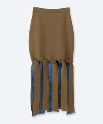 FLOWING FLOWER PRINTED KNIT SKIRT