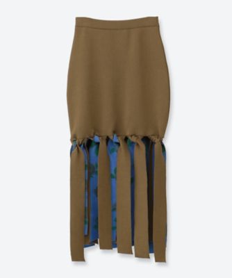 FLOWING FLOWER PRINTED KNIT SKIRT