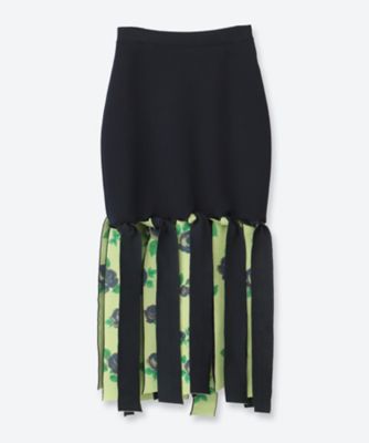 FLOWING FLOWER PRINTED KNIT SKIRT