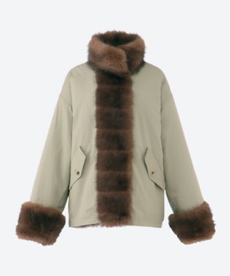 ＜LE17SEPTEMBRE (Women)＞ＭＡＨＯＧＡＮＹ　ＨＯＲＩＺＯＮＴＡＬ　ＦＡＵＸ　ＦＵＲ　ＪＡＣＫＥＴ　ＬＳ２５７９ＦＵ００２Ｅ