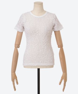 INSCRIRE (Women)/アンスクリア Ｓｔｒｅｃｈ　Ｌａｃｅ　Ｔ―Ｓｈｉｒｔ　Ｉ２６ＳＳ―ＣＵＴ１５