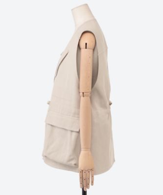 ベスト Cotton Linen Rever Pocket Vest