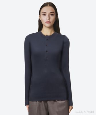 ＜POSTELEGANT (Women)＞カットソー　Ｃｏｔｔｏｎ　Ｒｉｂ　Ｈｅｎｒｙ　Ｎｅｃｋ　ＣＳ２６Ｓ０００５