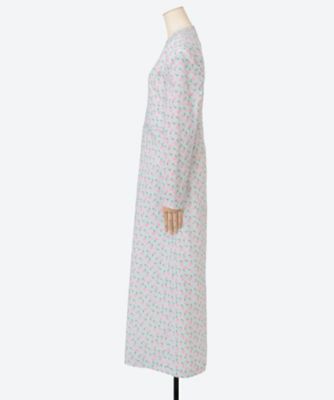 FLOWER PADDED SHOULDER LONG DRESS