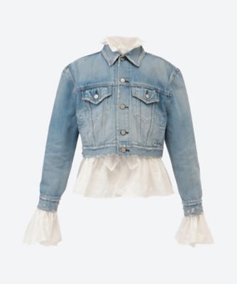 ＜HOLIDAY (Women)＞ＬＡＣＥ―ＬＡＹＥＲ　ＤＡＭＡＧＥ　ＤＥＮＩＭ　ＰＡＤＤＥＤ　ＳＨＯＵＬＤＥＲ　ＪＡＣＫＥＴ（ＬＩＧＨＴ　ＩＮＤＩＧＯ）　２６１０２０２１