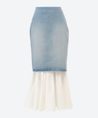 ＜HOLIDAY (Women)＞ＬＡＣＥ―ＬＡＹＥＲ　ＤＡＭＡＧＥ　ＤＥＮＩＭ　ＳＫＩＲＴ（ＬＩＧＨＴ　ＩＮＤＩＧＯ）　２６１０２０２３