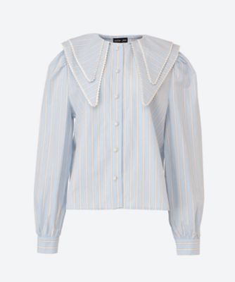 ＜sister jane (Women)＞Ｄａｗｎ　Ｓｔｒｉｐｅ　Ｄｏｕｂｌｅ　Ｃｏｌｌａｒ　Ｓｈｉｒｔ　３３ＳＪ０１ＢＬ１２９１ＢＬＥ