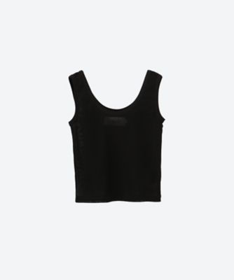 Cotton ribbon tank 黒 NYLON COTTON FLOWER LACE RIBBON