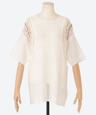 ＜PONTI (Women)＞Ｈａｉｒｐｉｎ　ｋｎｉｔｔｉｎｇ　ｍｅｓｈ　ｐｕｌｌｏｖｅｒ　ＰＯ１Ｓ００３