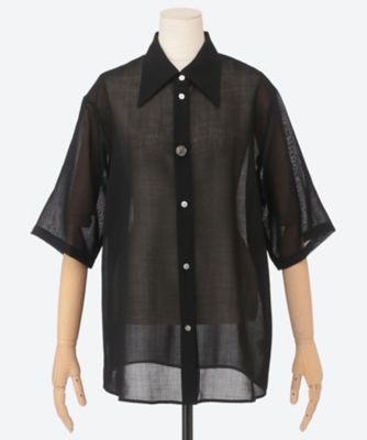 ＜PONTI (Women)＞Ｈｉｇｈ－ｔｗｉｓｔｅｄ　ｇａｕｚｅ　ｓｈｉｒｔ　ＰＯ１Ｓ０１３