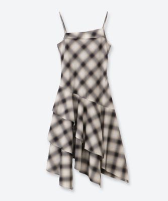 ＜Feng Chen Wang＞Ｂｌａｃｋ　Ｃｈｅｃｋ　Ｒｕｆｆｌｅ　Ｍｉｄｉ　Ｄｒｅｓｓ　ＦＷＳ２１ＤＲ０１