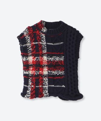 handknit tartan vest OH26AW―HK01