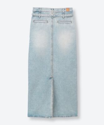 BELTED HIGH WAIST DENIM SKIRT