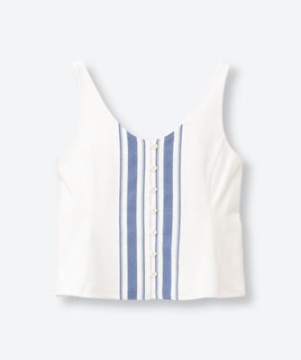 ＜LOW CLASSIC (Women)＞ＳＴＲＩＰＥ　ＳＬＥＥＶＥＬＥＳＳ　ＴＯＰ　ＬＷ２６５ＢＬ０４