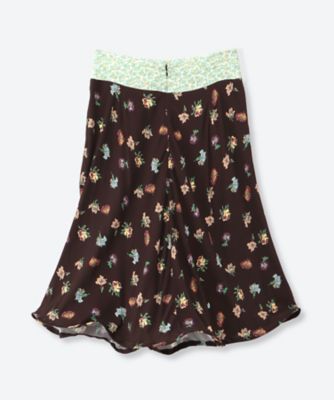 FLOWER PRINT DOUBLE WAIST SKIRT 