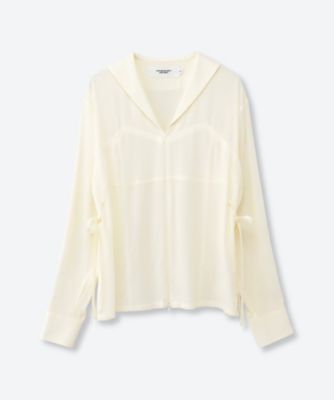 WOOL RIB FRONT STRING PULLOVER