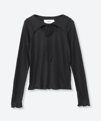 WOOL RIB FRONT STRING PULLOVER