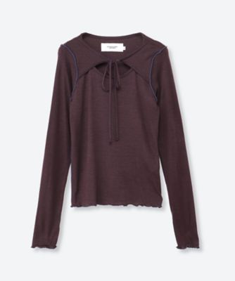 ジェーンスミス　JANE SMITH シアーワイドリブ2wayプルオーバー　38 WOOL RIB FRONT STRING PULLOVER