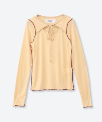 WOOL RIB FRONT STRING PULLOVER