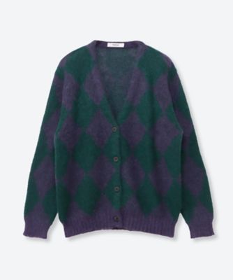 Kid Mohair Diamond Check Cardigan