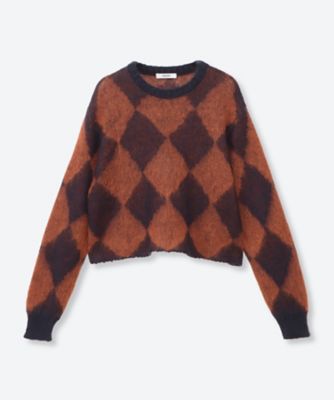 Kid Mohair Diamond Check Crop Top