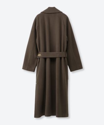 美品 エーピースタジオ 日本製 ベルテッド ウール ガウン ロングコート カーキ HIGH GAGE WOOL FLEECE GAWN COAT