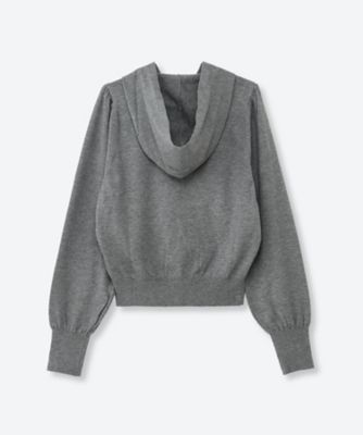 AMOMENTO Half Zip Knit Black Mサイズ SHIRRING HALF ZIP UP KNIT HOODIE