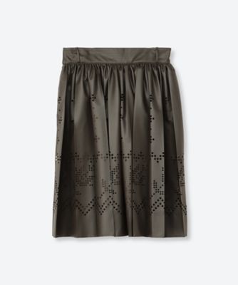 Fake leather Lace Pleats Skirt