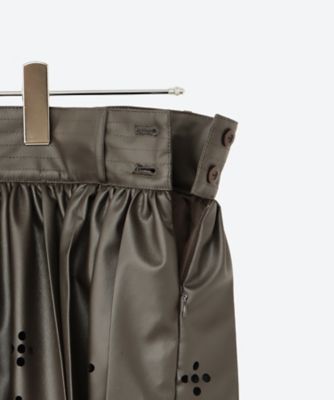 Fake leather Lace Pleats Skirt